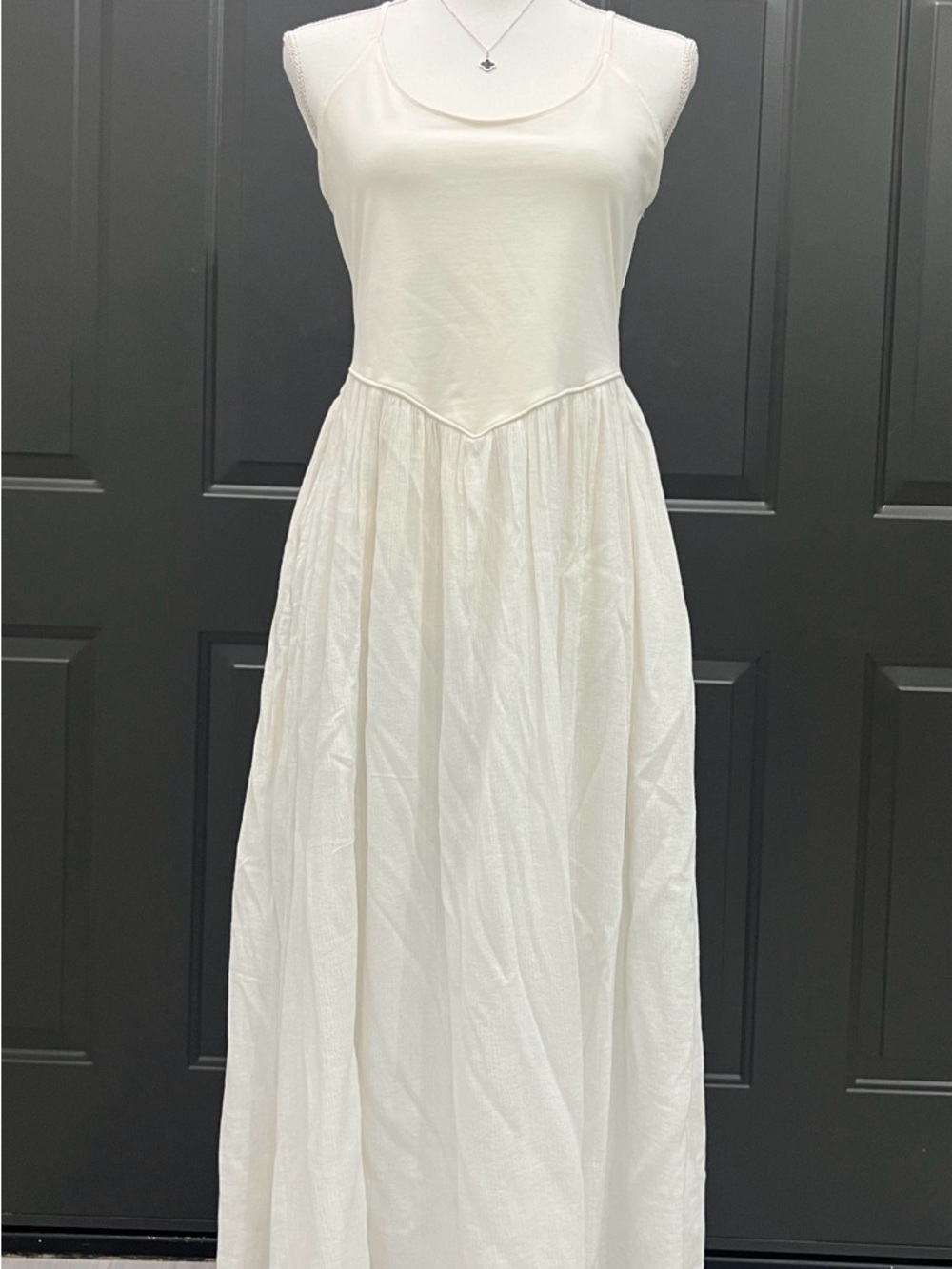 aerie Cream Sleeveless Maxi Dress with Flowing Skirt
